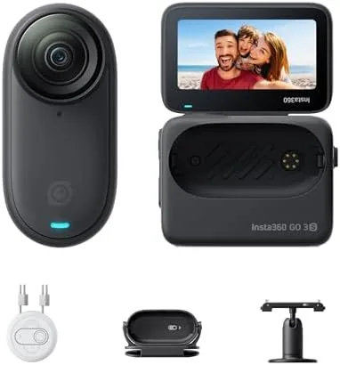 Insta360 GO 3S - 128 GB Black 4K Tiny Portable Vlogging Camera, Hands-Free POVs, Mount Anywhere, Stabilization, 140 Min Battery Life, 10m Waterproof, Pet POV